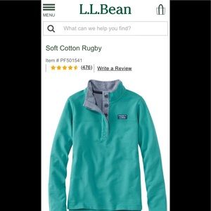 LLBean soft green pull over with button down,Small